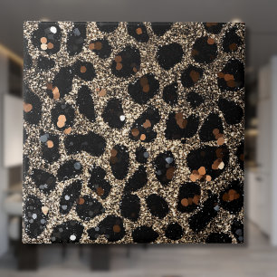Luxury Glitter Brown Black Gold Leopard Pattern Ceramic Tile