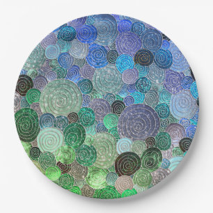 Luxury Glitter Dots and Circles - Fresh Aqua Paper Plate