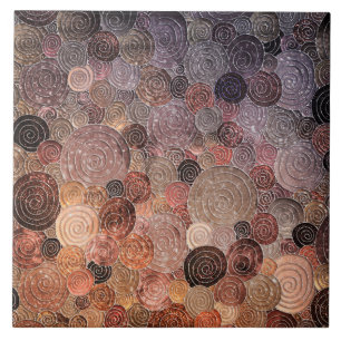 Luxury Glitter Dots and Circles - Warm Brown Ceramic Tile