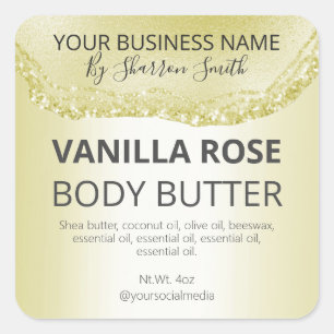 Luxury Glitter Gold Agate Product Jar Labels