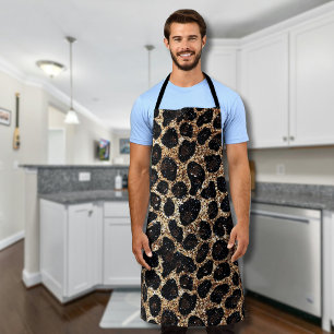 Luxury Glitter Gold Brown Black Leopard Pattern Apron