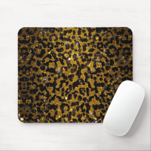 Luxury Glitter Gold Brown Black Leopard Pattern Mouse Pad
