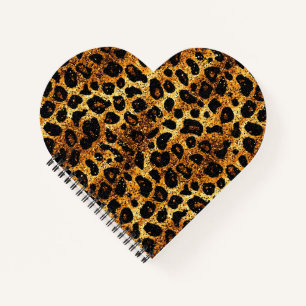 Luxury Glitter Gold Brown Rust Leopard Pattern Notebook