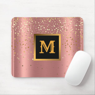 Luxury Glitter Gold Pink Stars Monogrammed Mouse Pad