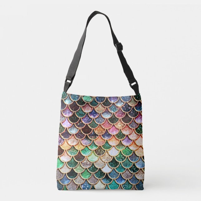 Luxury Glitter Mermaid Scales - Multicolor Crossbody Bag (Back)