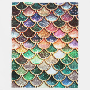 Luxury Glitter Mermaid Scales - Multicolor Fleece Blanket
