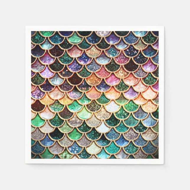 Luxury Glitter Mermaid Scales - Multicolor Napkin (Front)