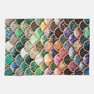 Luxury Glitter Mermaid Scales - Multicolor Tea Towel