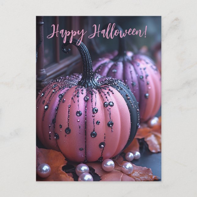 Luxury Glitter Pumpkins Halloween Greeting Card (Front)