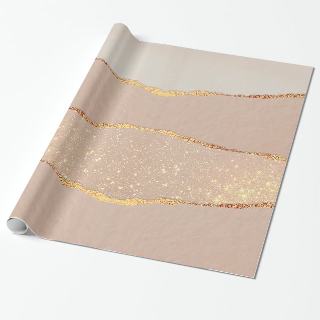Luxury Glitter Rose Gold Wrapping Paper (Unrolled)