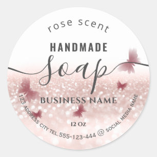 Luxury glittery romantic butterfly soap classic ro round sticker