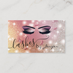 Luxury glittery sparkling butterfly lashes makeup business card