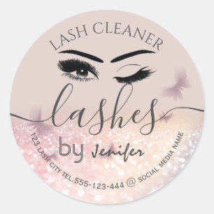 Luxury glittery wink lash extension lash cleaner classic round sticker