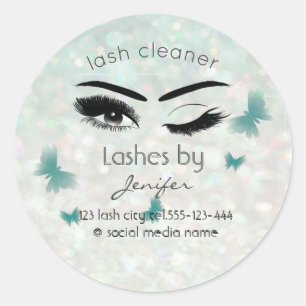 Luxury glittery wink lash extension lash cleaner classic round sticker