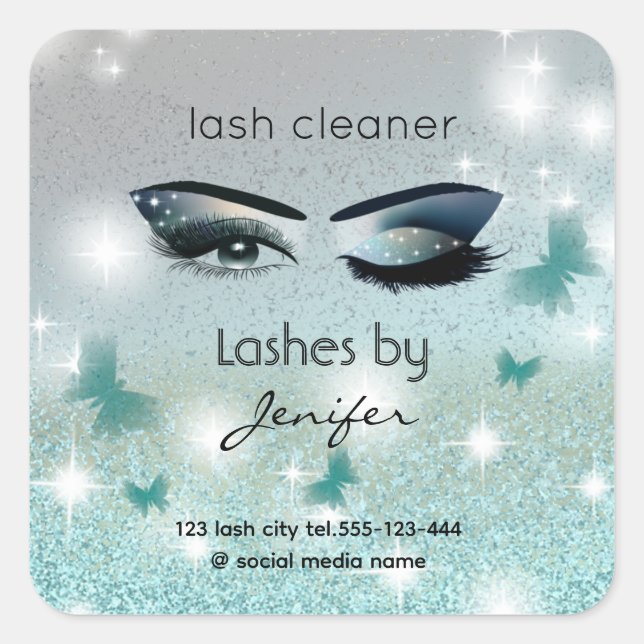 Luxury glittery wink lash extension lash  square sticker (Front)