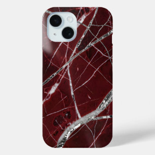 Luxury glossy red marble iPhone 15 case