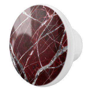 Luxury glossy red marble ceramic knob