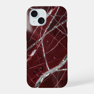 Luxury glossy red marble iPhone 15 case