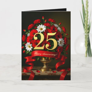 Luxury Gold 25th Wedding Anniversary Bouquet Card