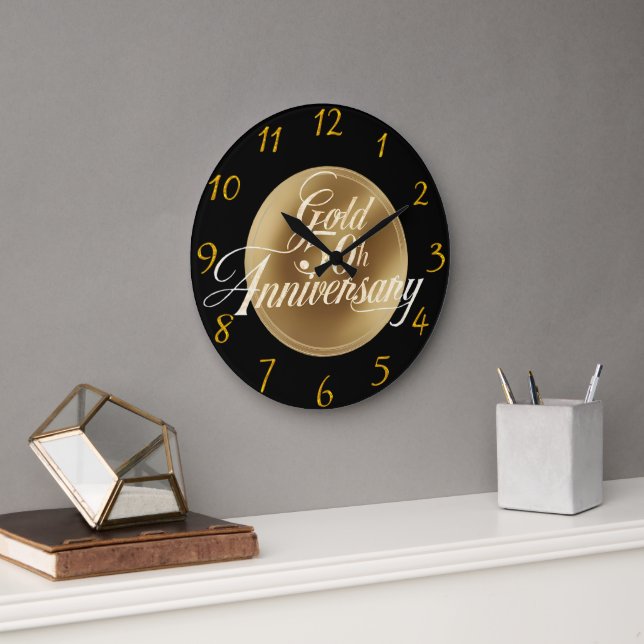 Luxury Gold 50th Anniversary  Large Clock (Office)