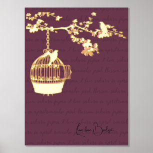luxury gold abstract modern cherry blossom foil prints