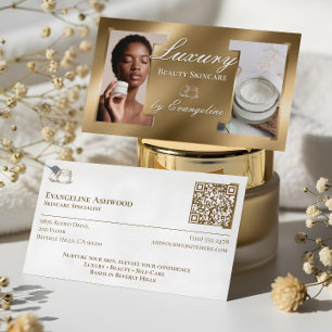 Luxury Gold Aesthetician Skincare Specialist Photo Business Card