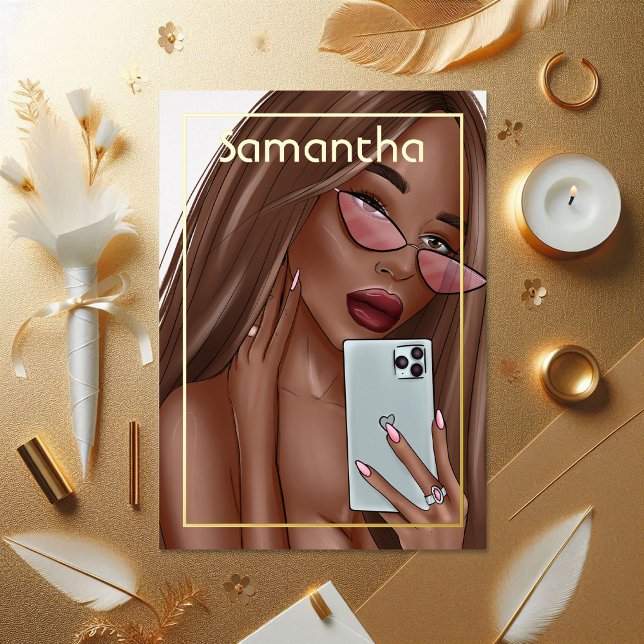 Luxury Gold African American Woman Birthday (Luxury Gold African American Woman Birthday Foil Invitation)