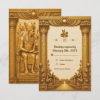 Luxury Gold Ancient Egyptian Wedding RSVP Card