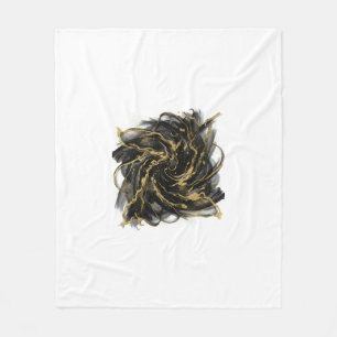 Luxury Gold and Black Abstract Marble Ink Flow Fleece Blanket