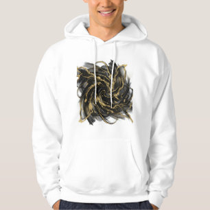 Luxury Gold and Black Abstract Marble Ink Flow Hoodie