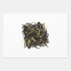 Luxury Gold and Black Abstract Marble Ink Flow Wrapping Paper Sheet