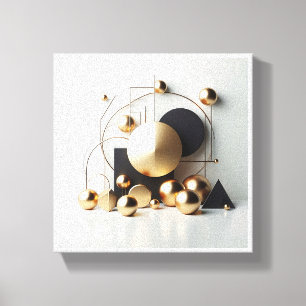Luxury Gold and Black Geometric Abstract - Modern Canvas Print