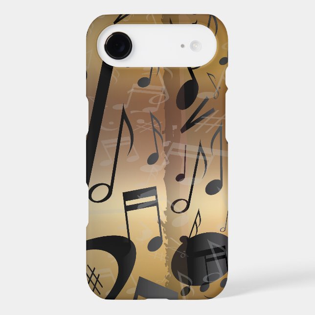Luxury Gold and Black Music Notes Case-Mate iPhone Case (Back)