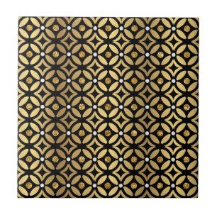 Luxury Gold And White Geomatric Pattern Ceramic Tile