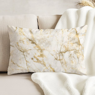Luxury Gold and White Marble Decorative Cushion