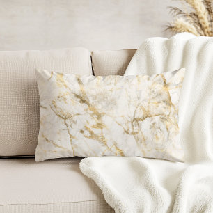 Luxury Gold and White Marble Decorative Cushion