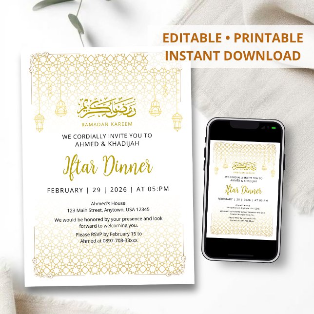 Luxury Gold Arabesque Pattern Iftar Invitation (Creator Uploaded)