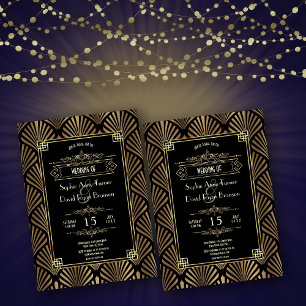 Luxury Gold Art Deco Great 1920s Wedding Invitation
