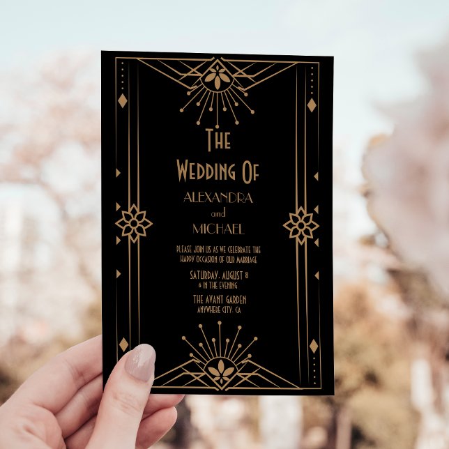Luxury Gold Art Deco Great 1920s Wedding Invitation (Creator Uploaded)