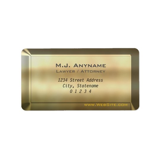Luxury gold bar effect Lawyer / Attorney design Address Label