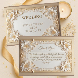 Luxury Gold Baroque Grandeur White Tulips Florals Thank You Card