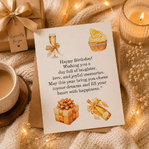 Luxury Gold Birthday Card for Her Elegant Happy