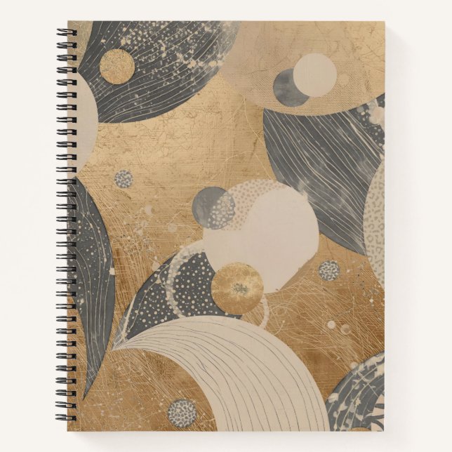 Luxury, Gold Black Abstract , Cool, Trendy, Modern Notebook (Front)