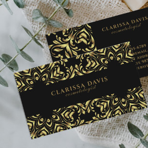 Luxury Gold Black Elegant Foil Baroque Border  Business Card