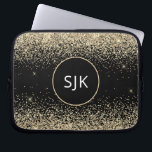 Luxury Gold Black Girly Modern Glitter Monogram Laptop Sleeve<br><div class="desc">Modern and Elegant Gold and Black Faux Glitter and Sparkle Elegant Monogrammed Initials Case. This case can be customised to include your initial and first name.</div>