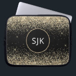 Luxury Gold Black Girly Modern Glitter Monogram Laptop Sleeve<br><div class="desc">Modern and Elegant Gold and Black Faux Glitter and Sparkle Elegant Monogrammed Initials Case. This case can be customised to include your initial and first name.</div>