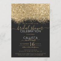 Luxury Gold Black Glitter Confetti Bridal Shower