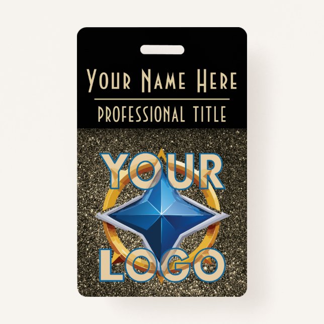 Luxury Gold & Black ID Badge Template Business  (Front)