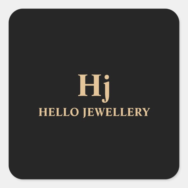 Luxury Gold Black Monogram Minimal Square Sticker (Front)