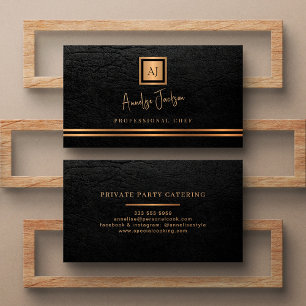 Luxury gold black private chef professional business card